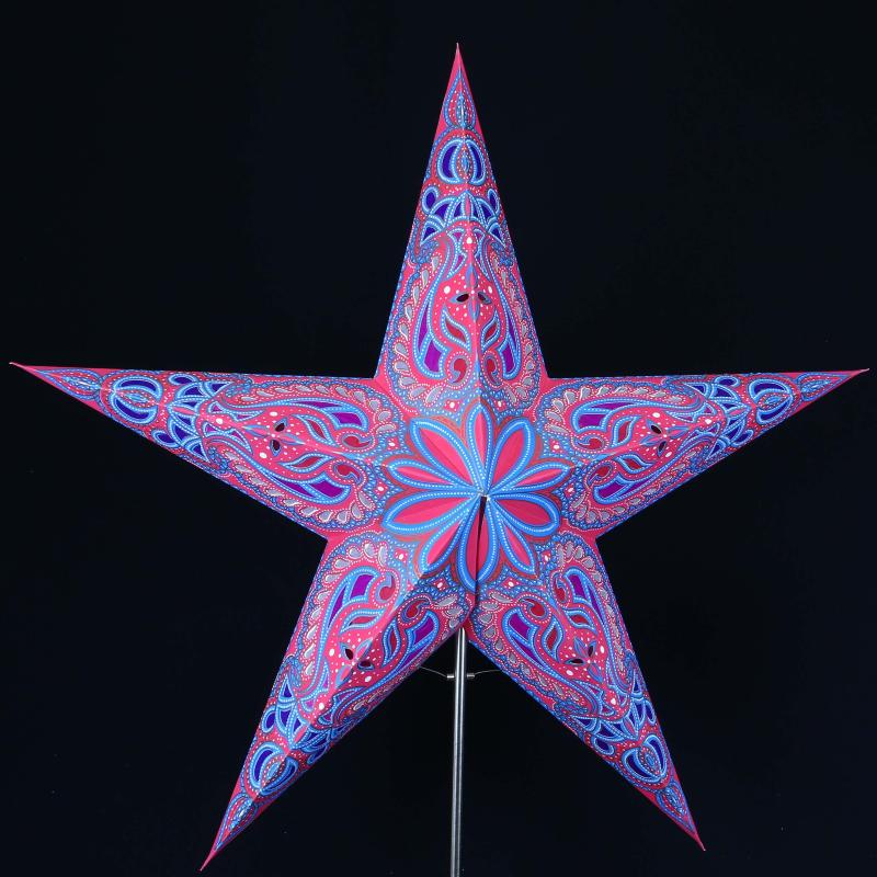 Aldebaran rot - Faltbarer Leuchtstern, Weihnachtsstern aus Papier mit 5 Zacken, 60 cm
